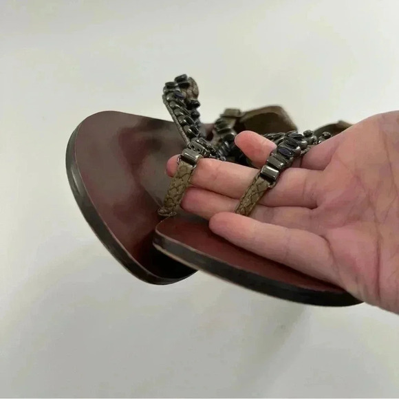 Steve Madden luxe L-Zena sandals size 8 tan faux leather gladiator festival boho - Picture 10 of 14